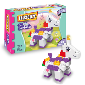 JUGUETE BLOCKY 01-0696 MINI UNICORNIO FANTASIA 36PZS